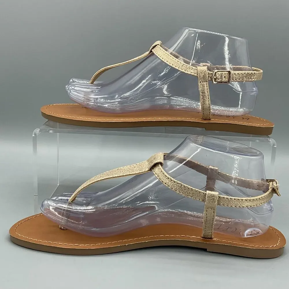 NEW Wild Pair Women’s Krisleyy Thong Sandals Gold Size 6.5M
